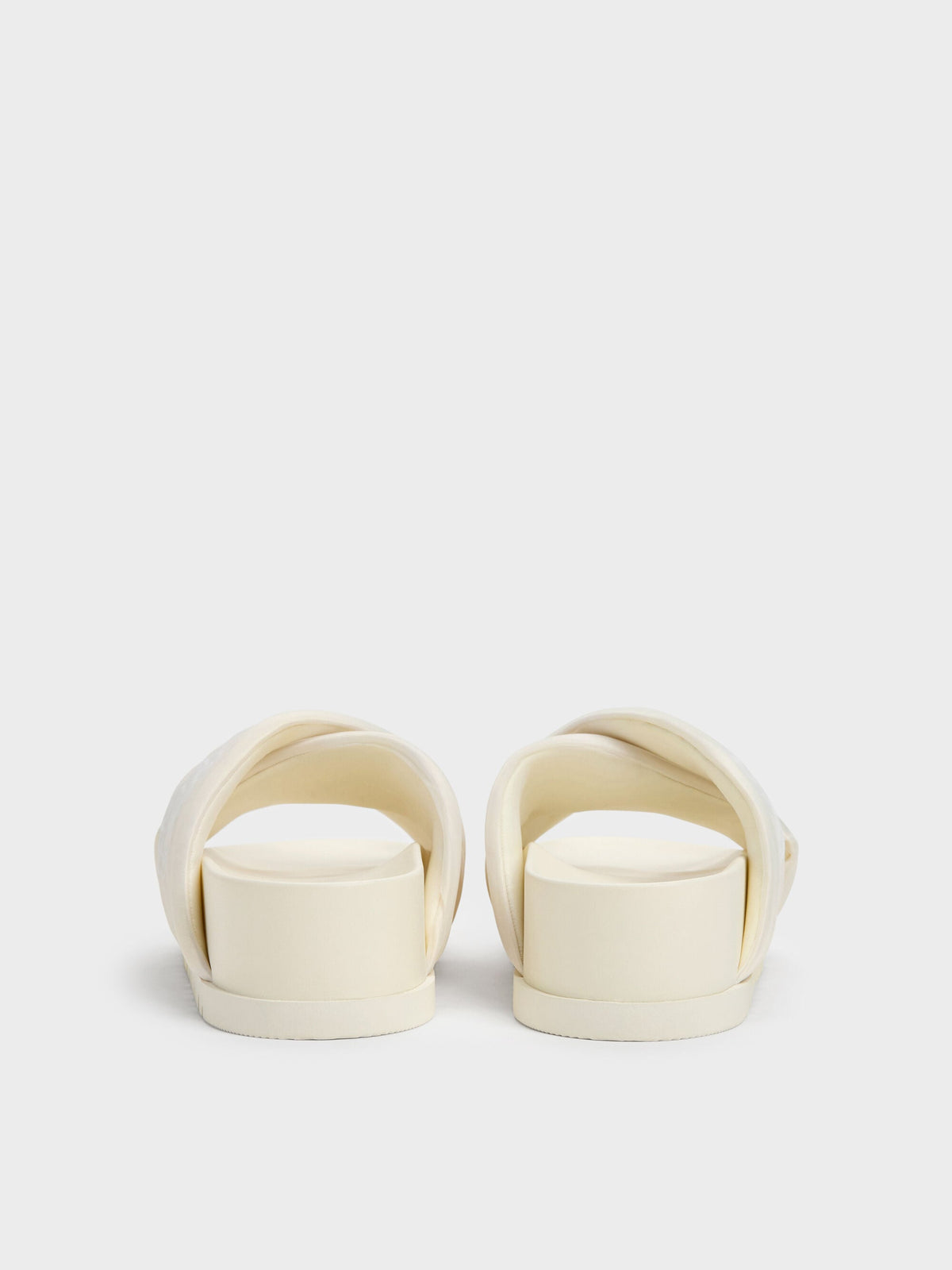 Satin Embroidered-Flower Crossover Sandals - Chalk | CHARLES & KEITH