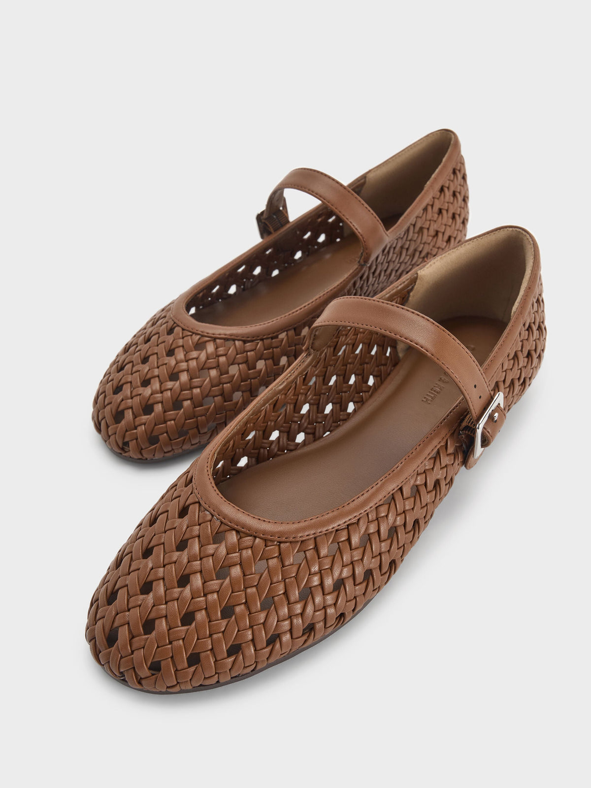 Woven Mary Jane Flats - Brown | CHARLES & KEITH