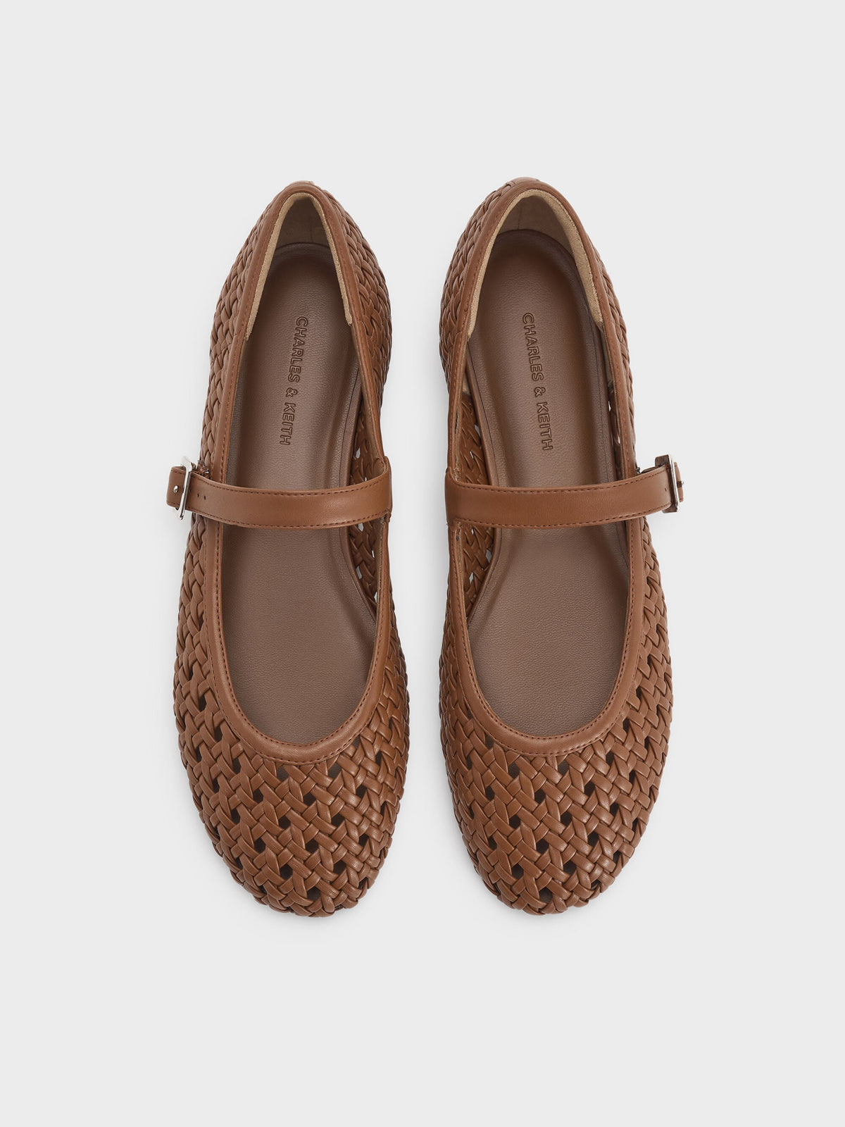 Woven Mary Jane Flats - Brown | CHARLES & KEITH