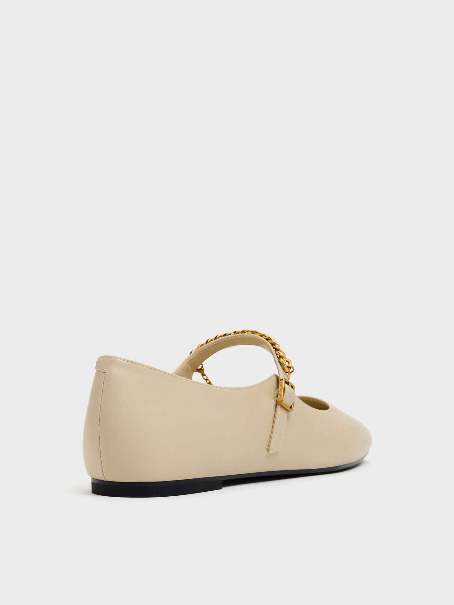 Double-Chain Charm Mary Jane Flats - Chalk | CHARLES & KEITH