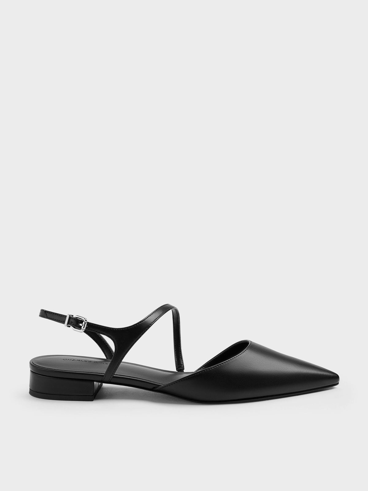 Cordelia Pointed Slingback Flats - Black | CHARLES & KEITH