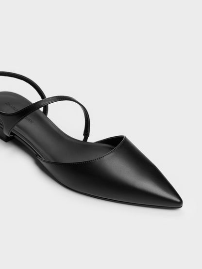 Cordelia Pointed Slingback Flats - Black | CHARLES & KEITH