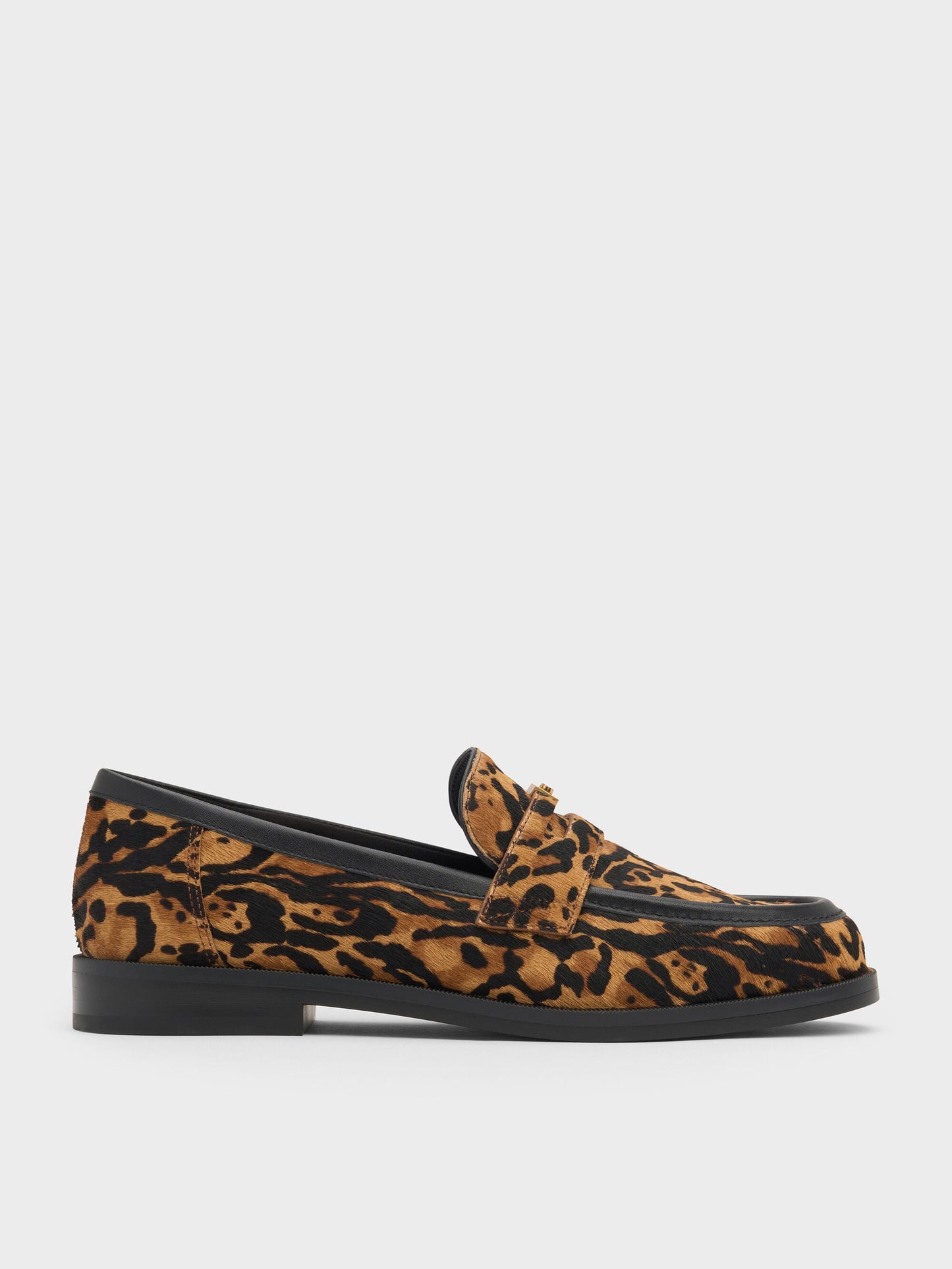 Georgina Calf Hair Leopard-Print Penny Loafers - Animal Print Brown | CHARLES & KEITH
