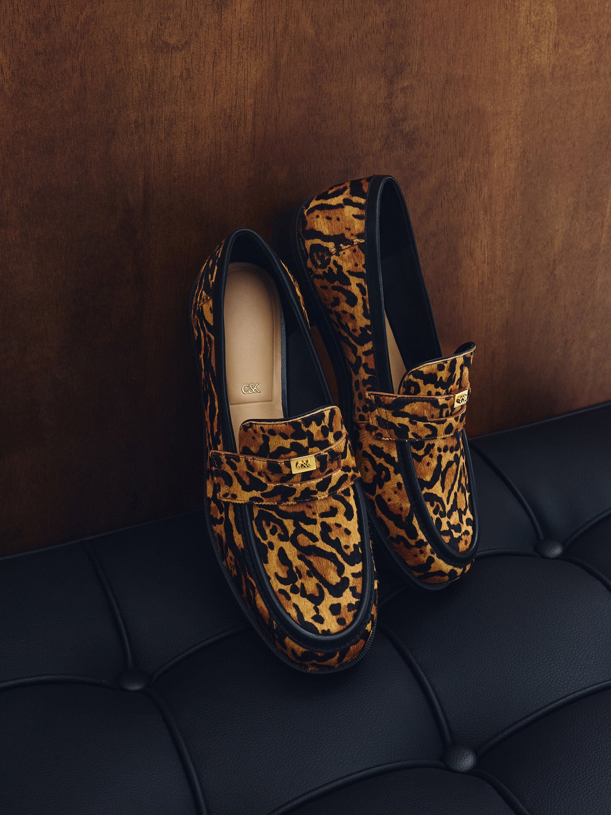 Georgina Calf Hair Leopard-Print Penny Loafers - Animal Print Brown | CHARLES & KEITH