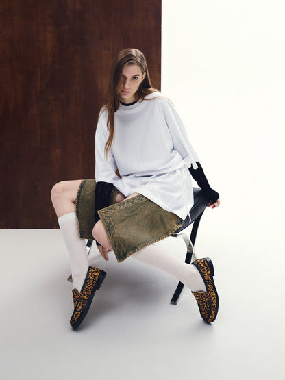 Georgina Calf Hair Leopard-Print Penny Loafers - Animal Print Brown | CHARLES & KEITH