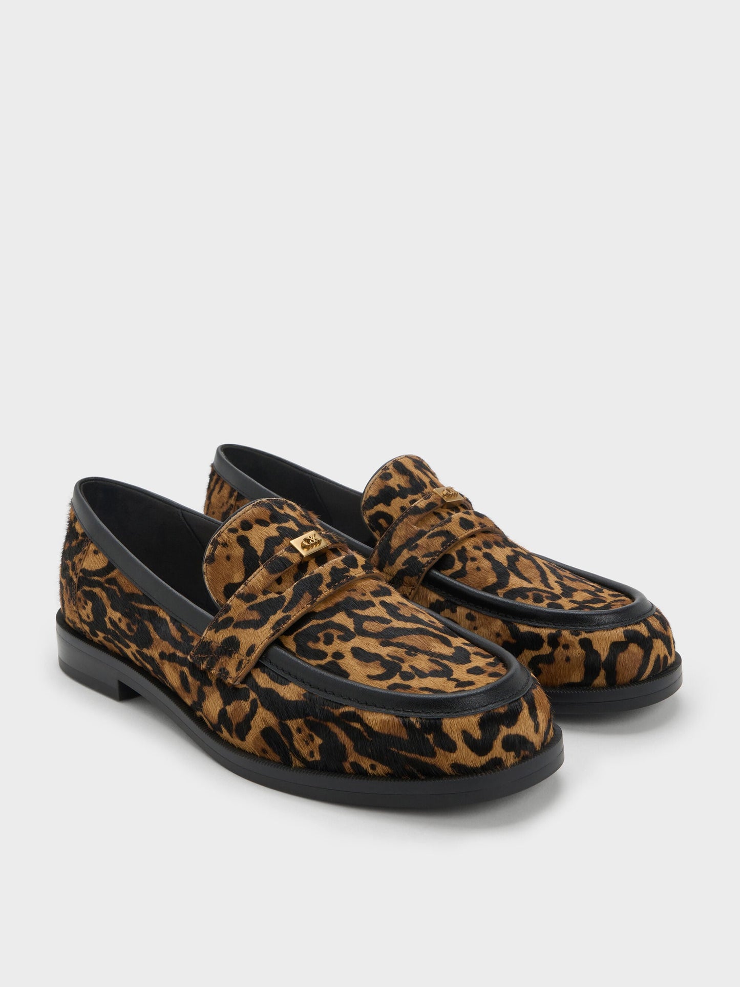 Georgina Calf Hair Leopard-Print Penny Loafers - Animal Print Brown | CHARLES & KEITH