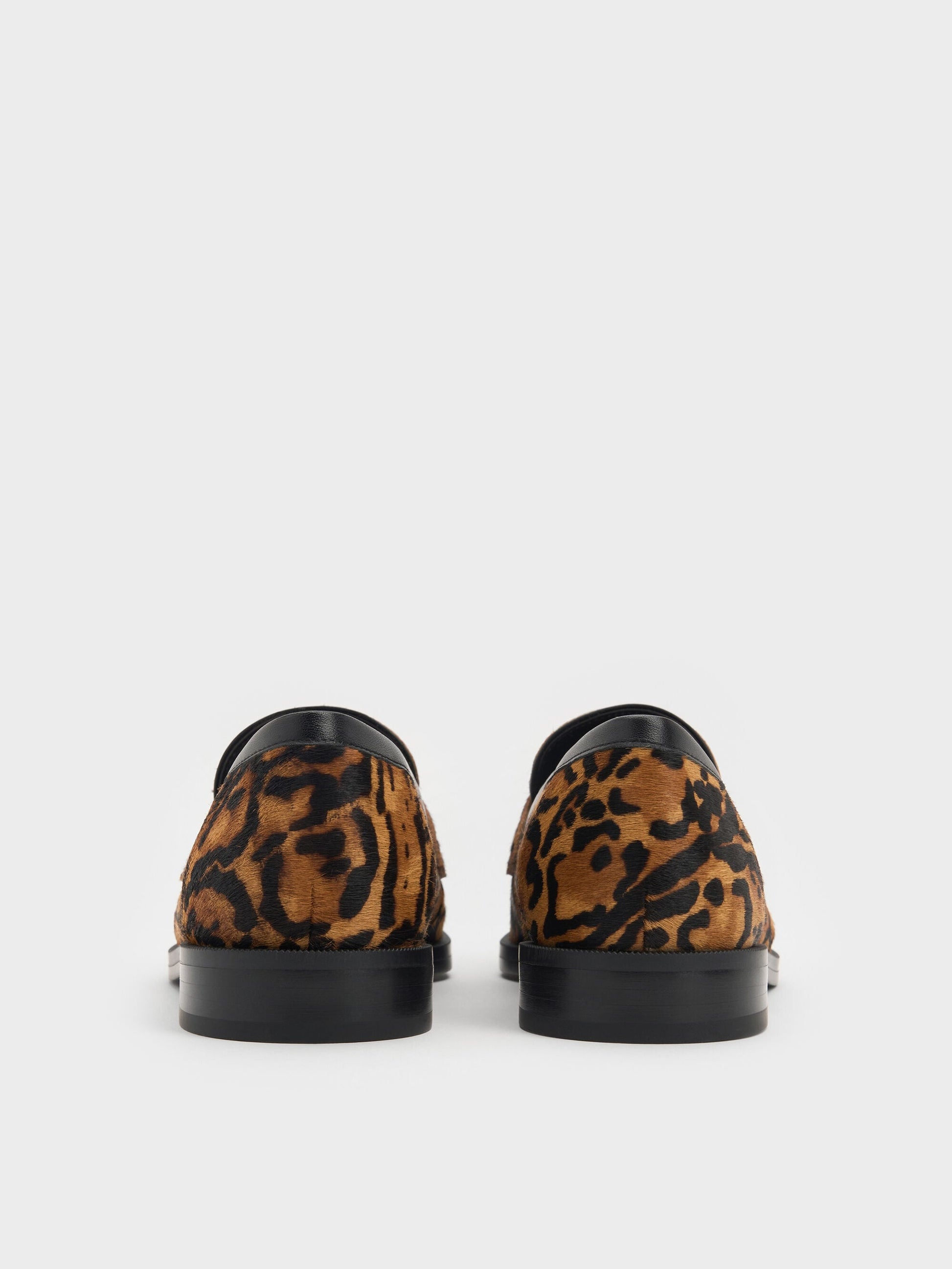 Georgina Calf Hair Leopard-Print Penny Loafers - Animal Print Brown | CHARLES & KEITH