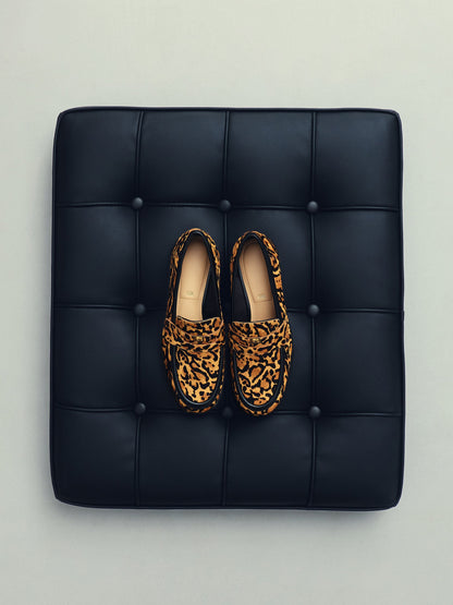 Georgina Calf Hair Leopard-Print Penny Loafers - Animal Print Brown | CHARLES & KEITH
