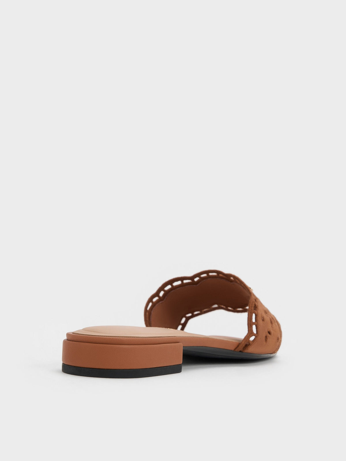 Leather Embroidered Slide Sandals - Cognac | CHARLES & KEITH