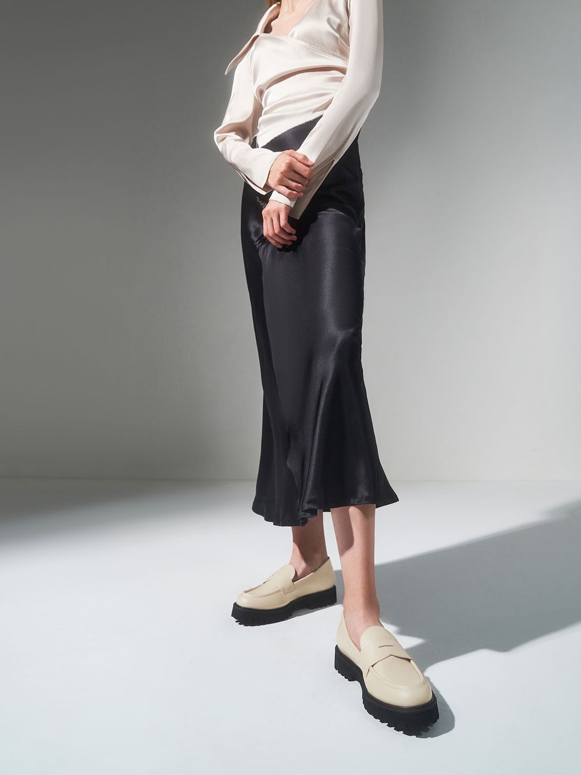 Chunky Penny Loafers - Chalk | CHARLES & KEITH
