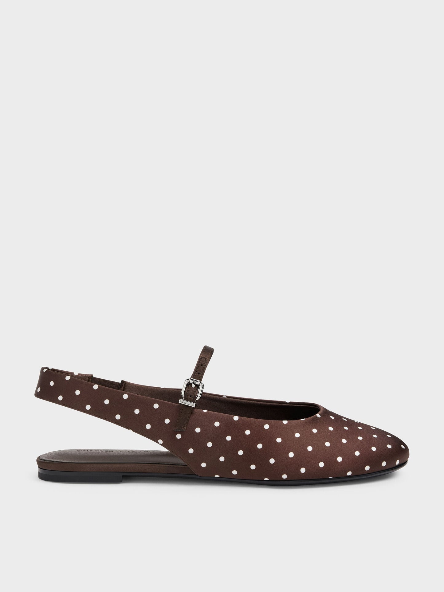Imani Polka-Dot Slingback Flats - Dark Brown Textured | CHARLES & KEITH