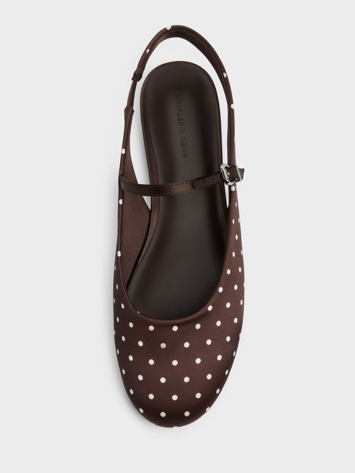 Imani Polka-Dot Slingback Flats - Dark Brown Textured | CHARLES & KEITH