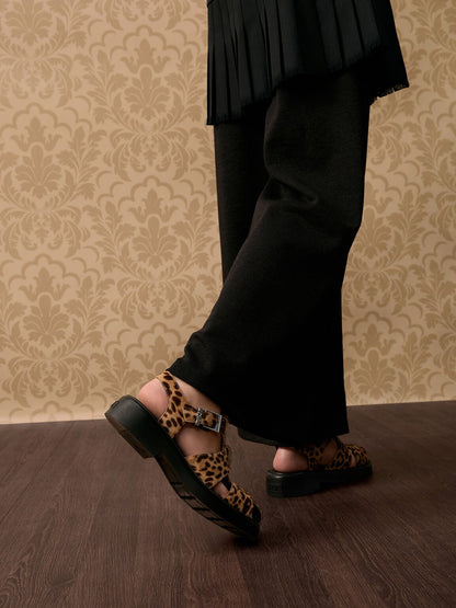 Leopard-Print Textured Caged Sandals - Multi | CHARLES & KEITH