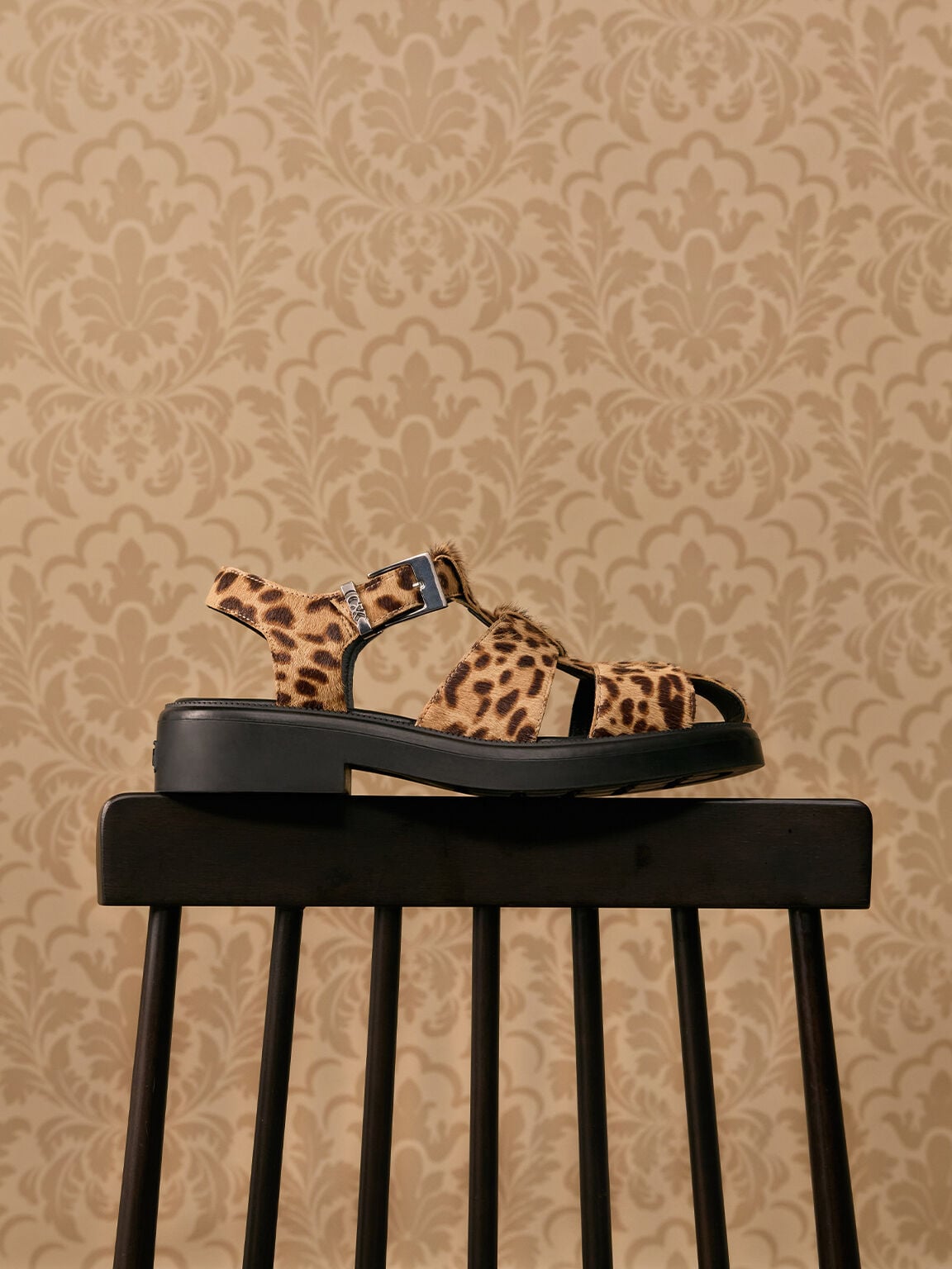 Leopard-Print Textured Caged Sandals - Multi | CHARLES & KEITH