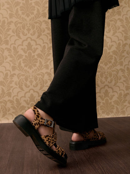 Leopard-Print Textured Caged Sandals - Multi | CHARLES & KEITH