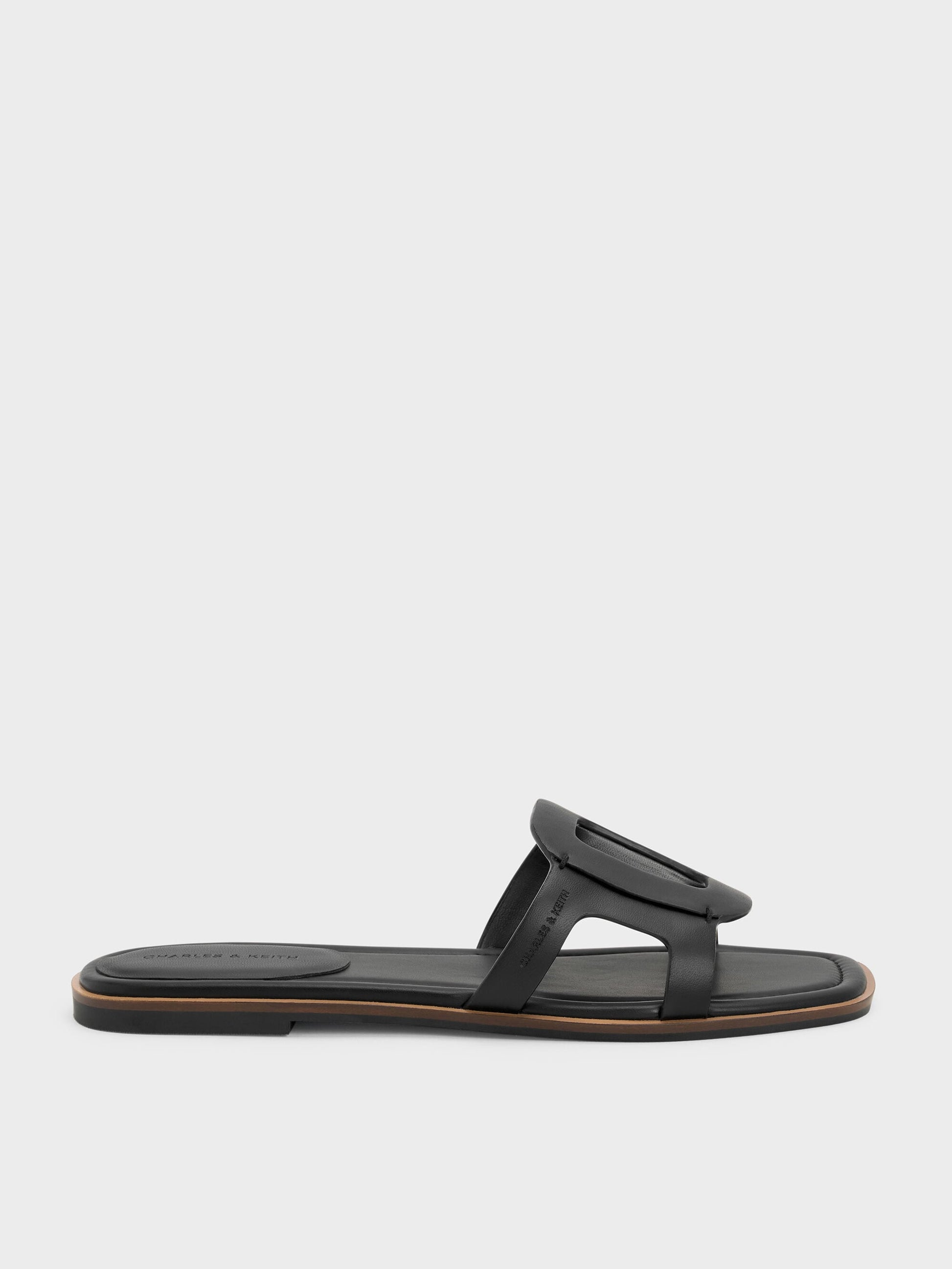Easley Cut-Out Slide Sandals - Black | CHARLES & KEITH