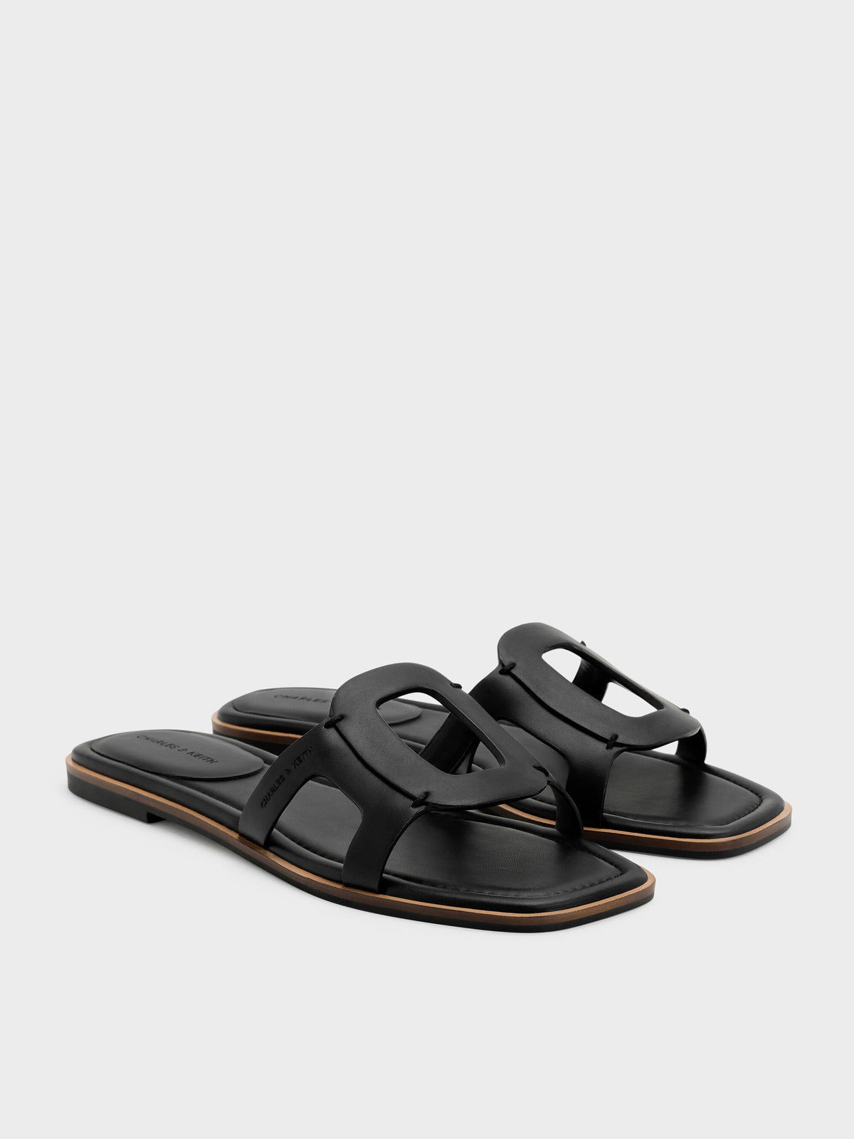 Easley Cut-Out Slide Sandals - Black | CHARLES & KEITH