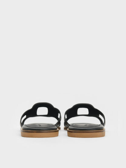Easley Cut-Out Slide Sandals - Black | CHARLES & KEITH