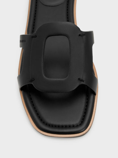 Easley Cut-Out Slide Sandals - Black | CHARLES & KEITH