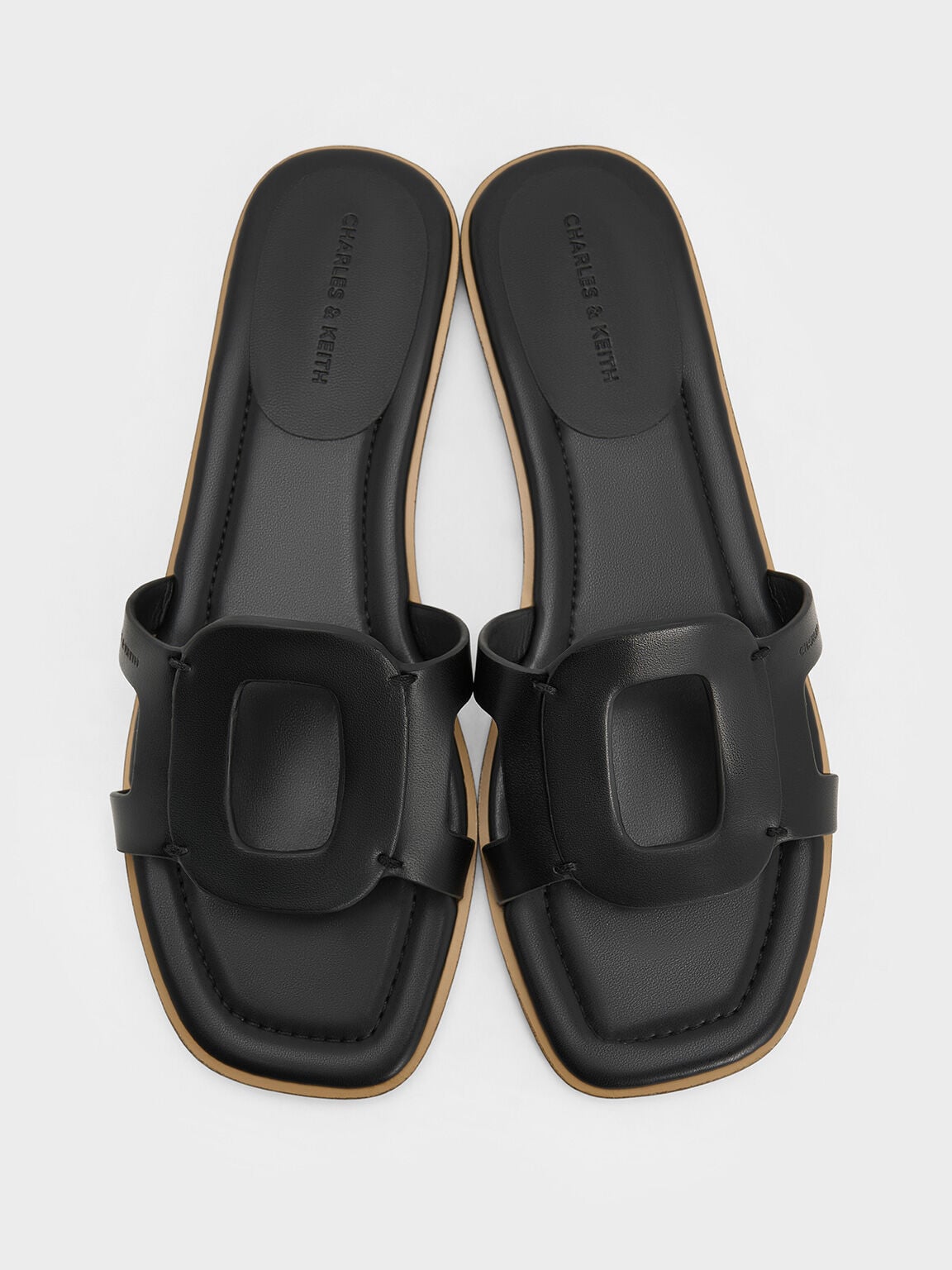 Easley Cut-Out Slide Sandals - Black | CHARLES & KEITH