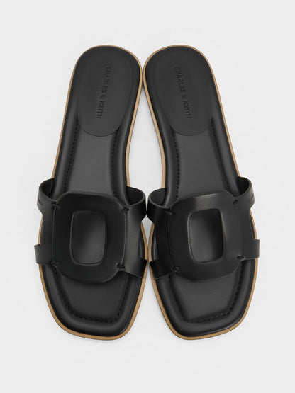 Easley Cut-Out Slide Sandals - Black | CHARLES & KEITH