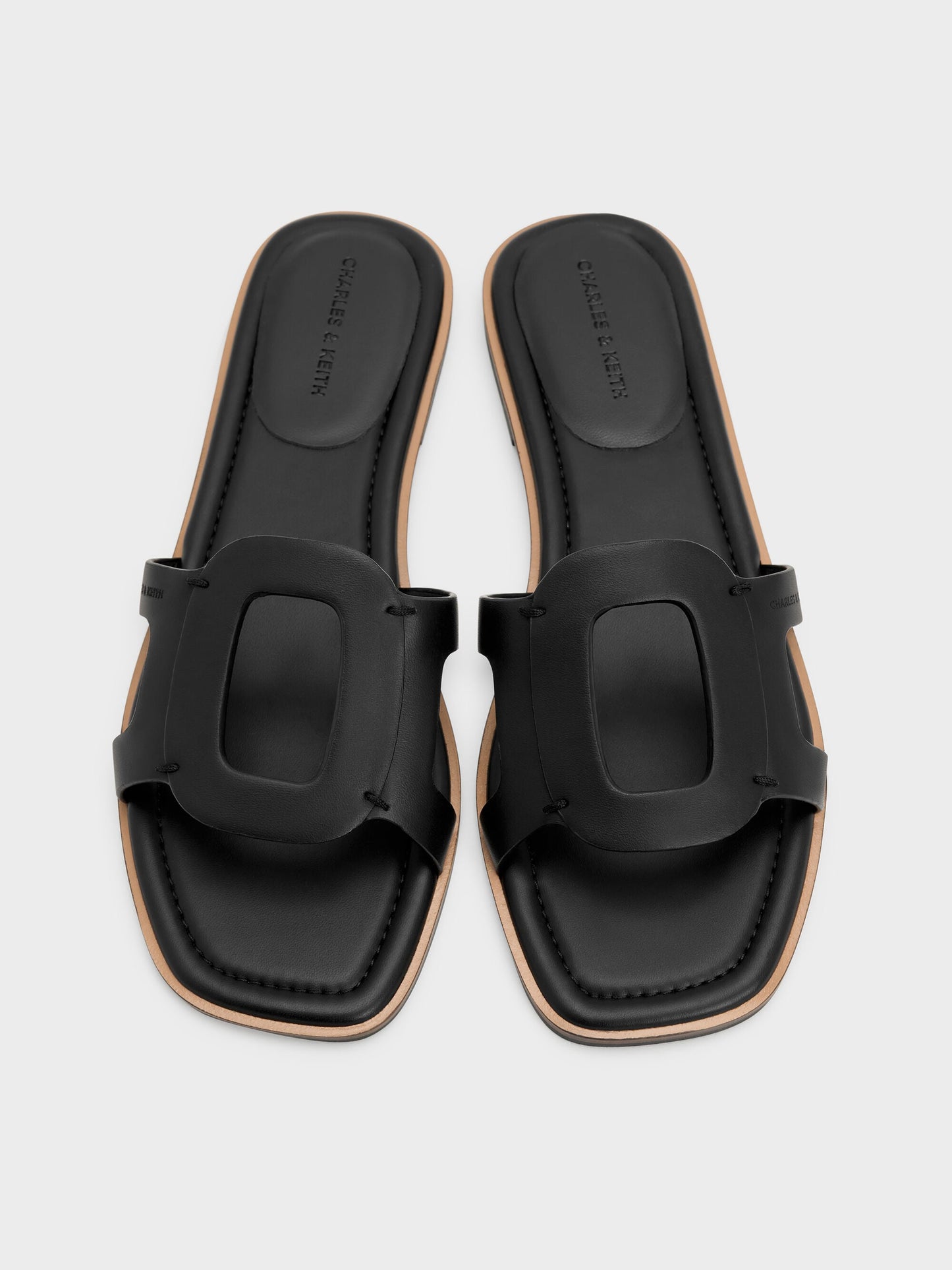 Easley Cut-Out Slide Sandals - Black | CHARLES & KEITH