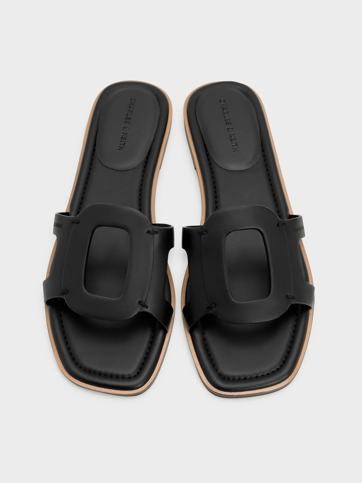 Easley Cut-Out Slide Sandals - Black | CHARLES & KEITH