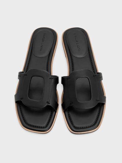Easley Cut-Out Slide Sandals - Black | CHARLES & KEITH