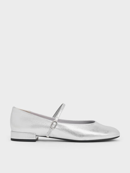 Gertrude Metallic Mary Janes - Silver | CHARLES & KEITH