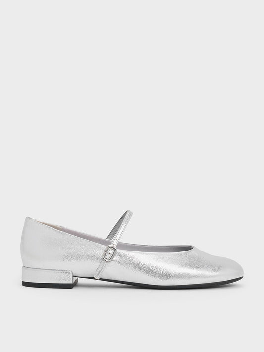 Gertrude Metallic Mary Janes - Silver | CHARLES & KEITH