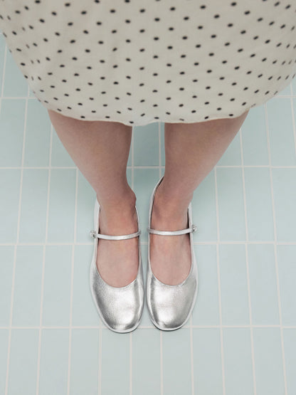 Gertrude Metallic Mary Janes - Silver | CHARLES & KEITH