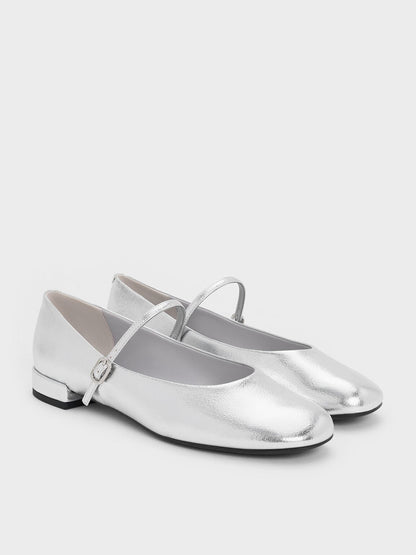 Gertrude Metallic Mary Janes - Silver | CHARLES & KEITH