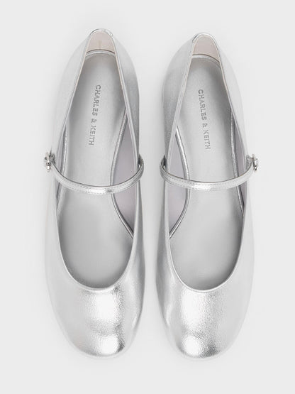 Gertrude Metallic Mary Janes - Silver | CHARLES & KEITH