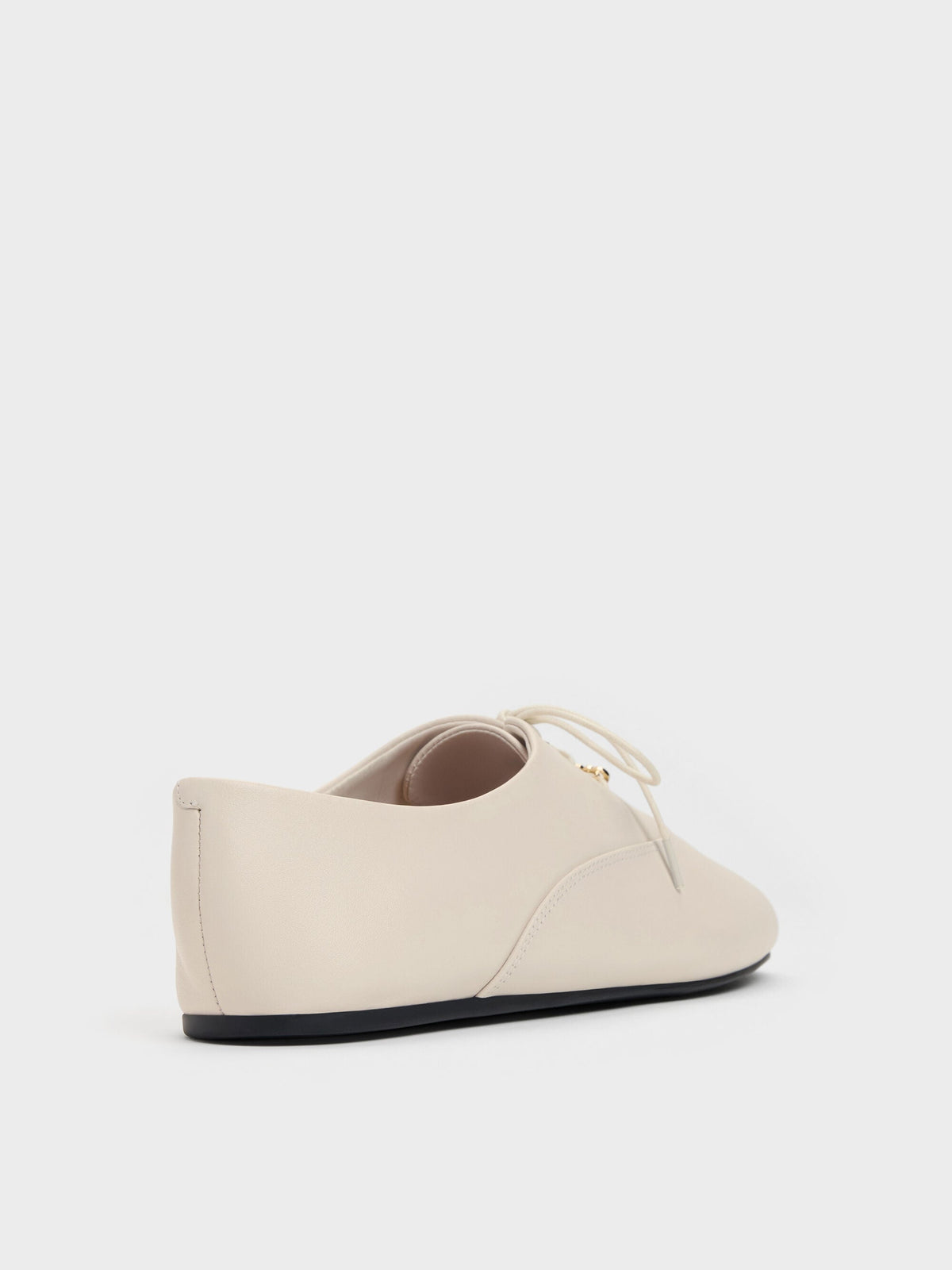 Pippa Leather Derby Flats - Chalk | CHARLES & KEITH