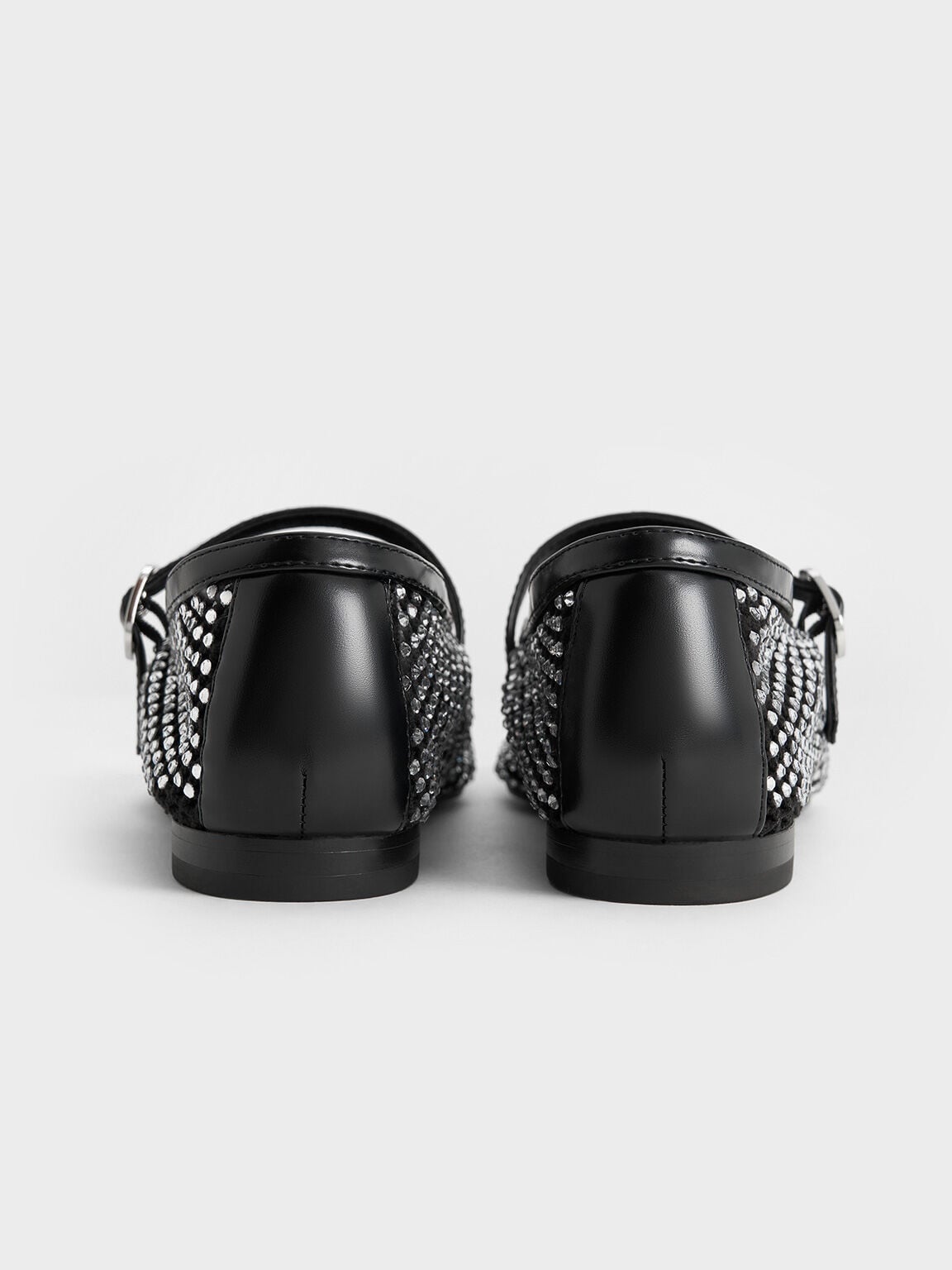Maggie Mesh Crystal Mary Janes - Black | CHARLES & KEITH