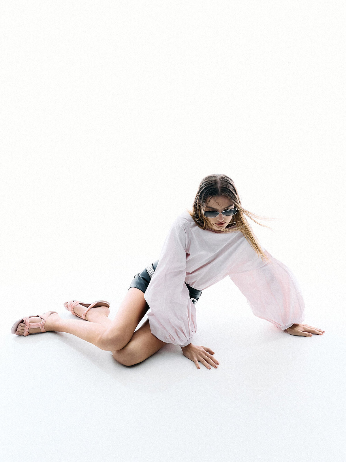 Ruched-Strap Slide Sandals - Light Pink | CHARLES & KEITH
