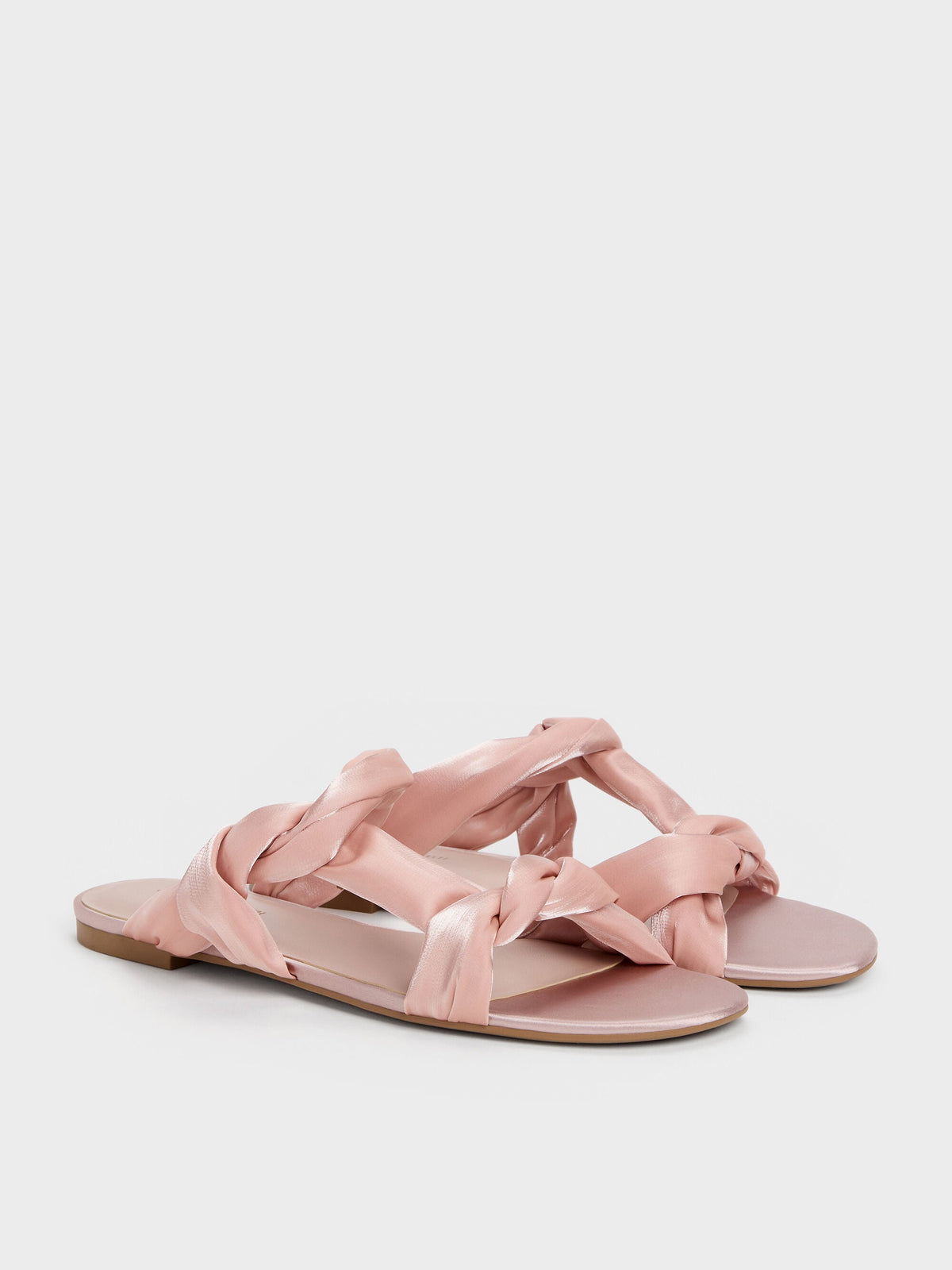 Ruched-Strap Slide Sandals - Light Pink | CHARLES & KEITH