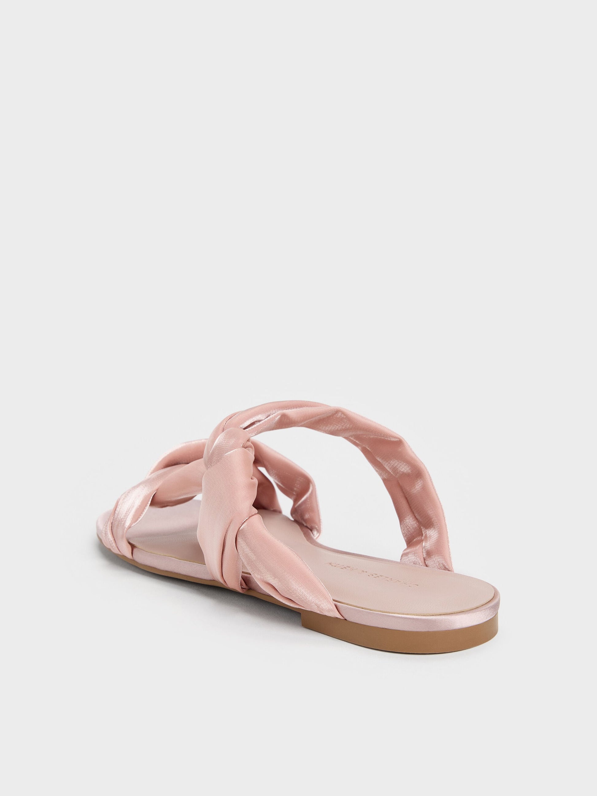 Ruched-Strap Slide Sandals - Light Pink | CHARLES & KEITH
