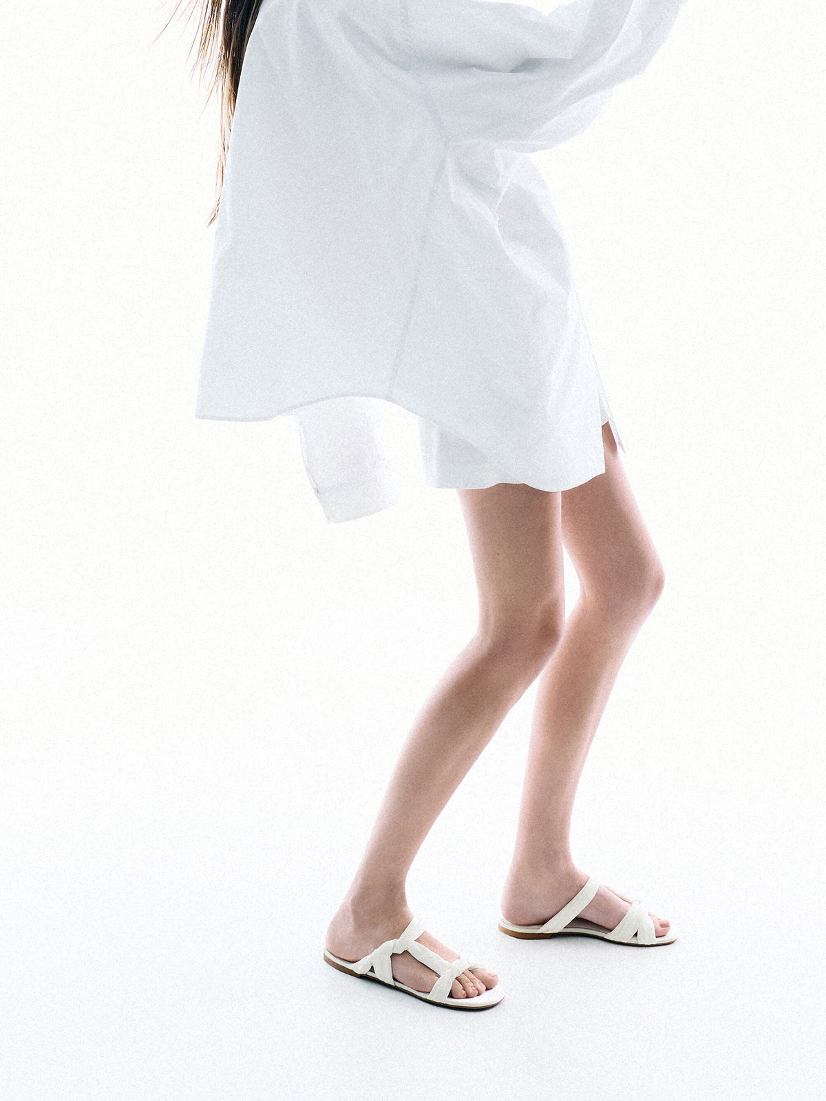 Ruched-Strap Slide Sandals - White | CHARLES & KEITH