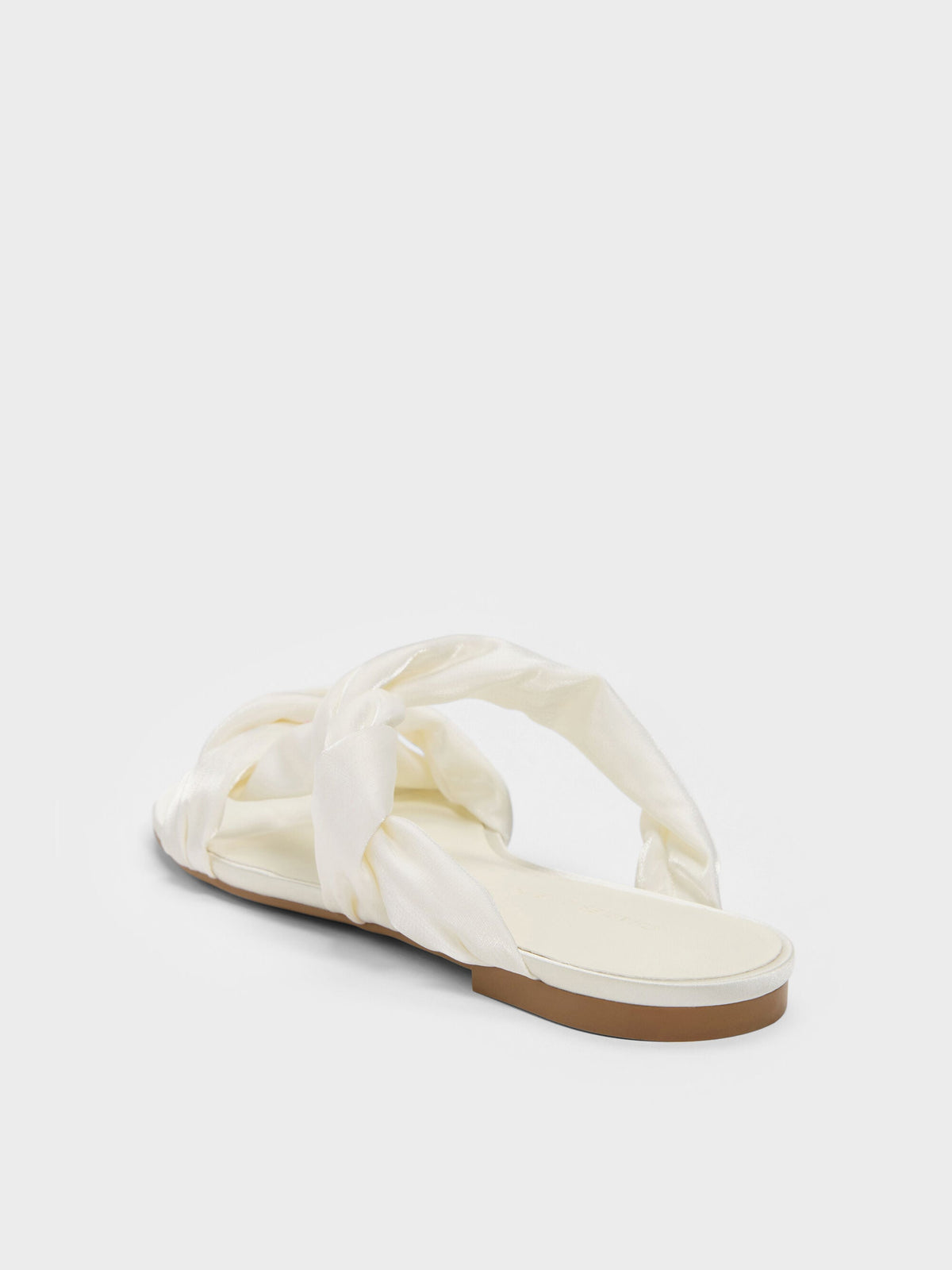 Ruched-Strap Slide Sandals - White | CHARLES & KEITH