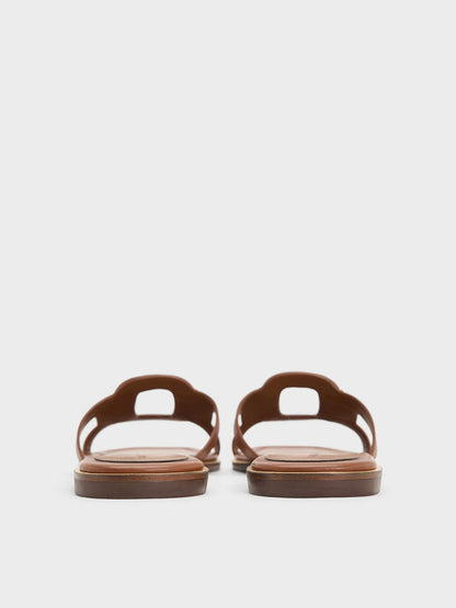 Easley Cut-Out Slide Sandals - Caramel | CHARLES & KEITH