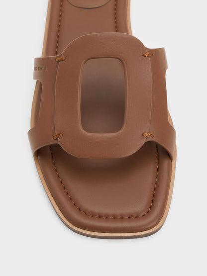 Easley Cut-Out Slide Sandals - Caramel | CHARLES & KEITH