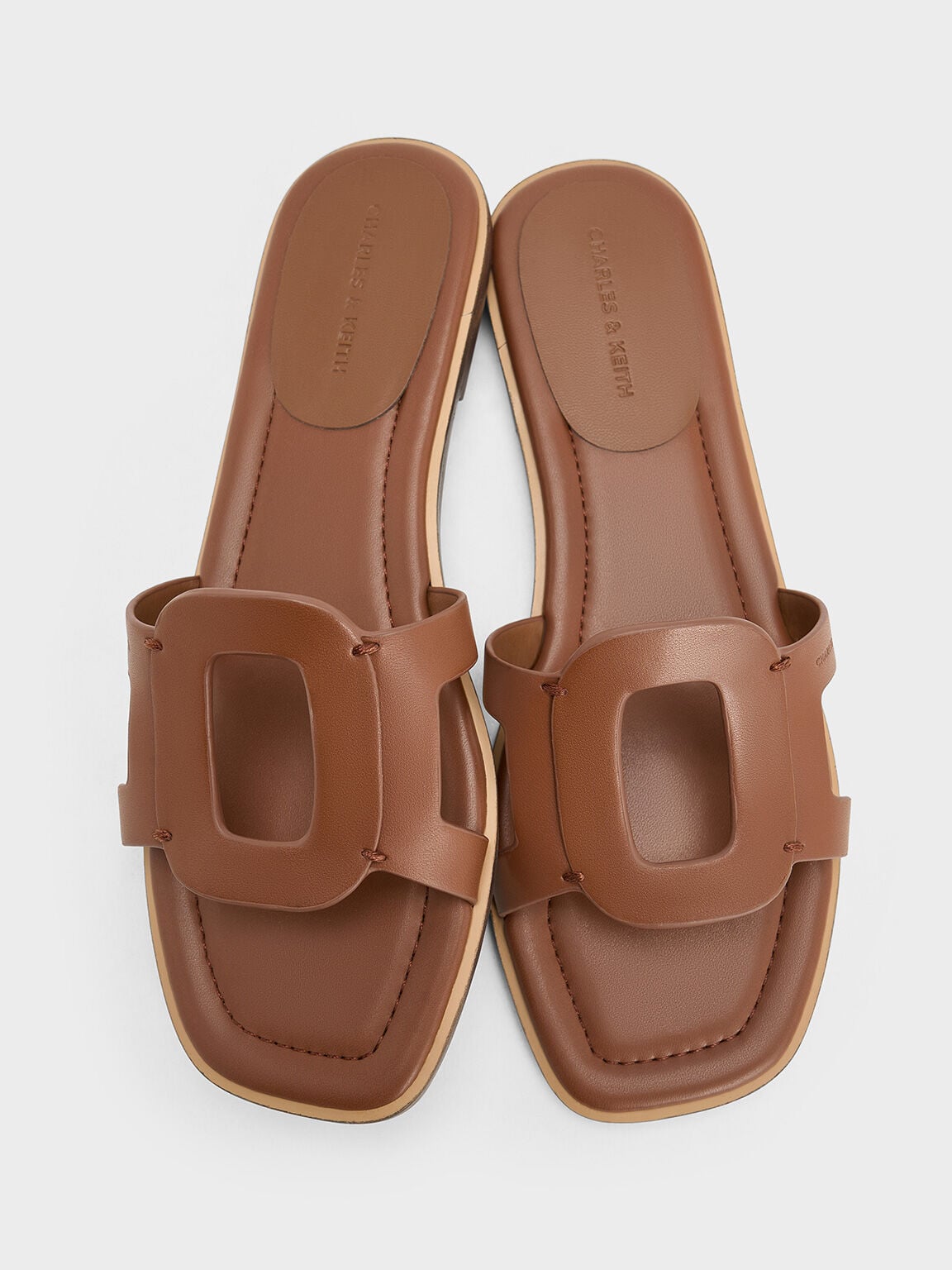 Easley Cut-Out Slide Sandals - Caramel | CHARLES & KEITH