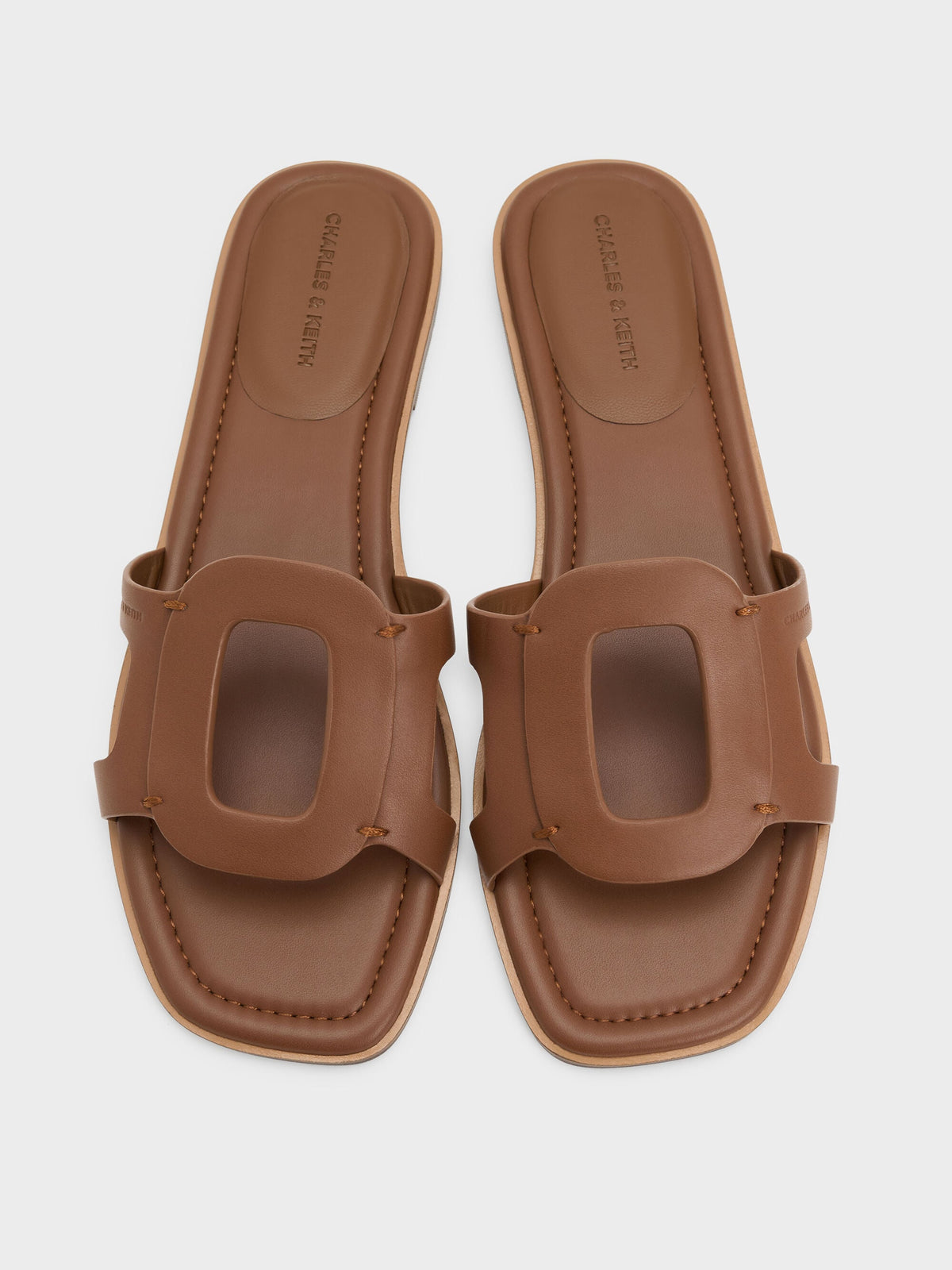 Easley Cut-Out Slide Sandals - Caramel | CHARLES & KEITH