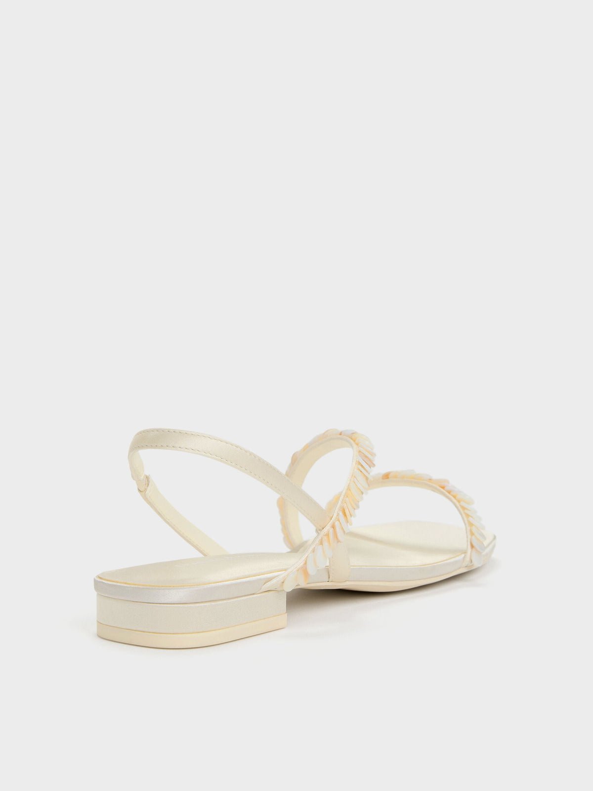 Briella Sequinned Strappy Sandals - Cream | CHARLES & KEITH