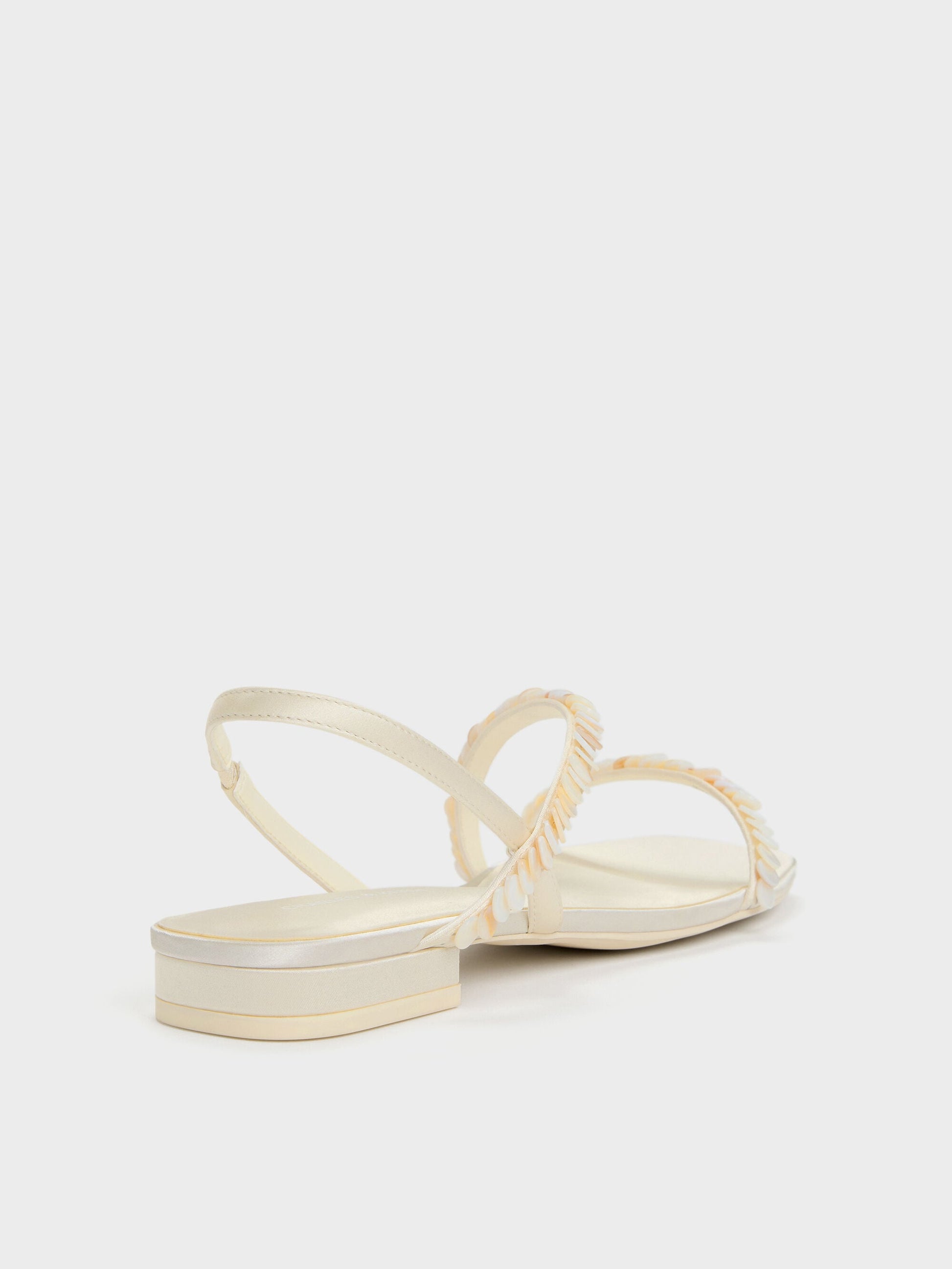 Briella Sequinned Strappy Sandals - Cream | CHARLES & KEITH