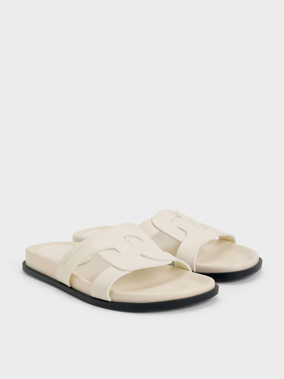 Fannie Interwoven Slide Sandals - Cream | CHARLES & KEITH