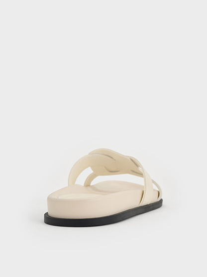 Fannie Interwoven Slide Sandals - Cream | CHARLES & KEITH