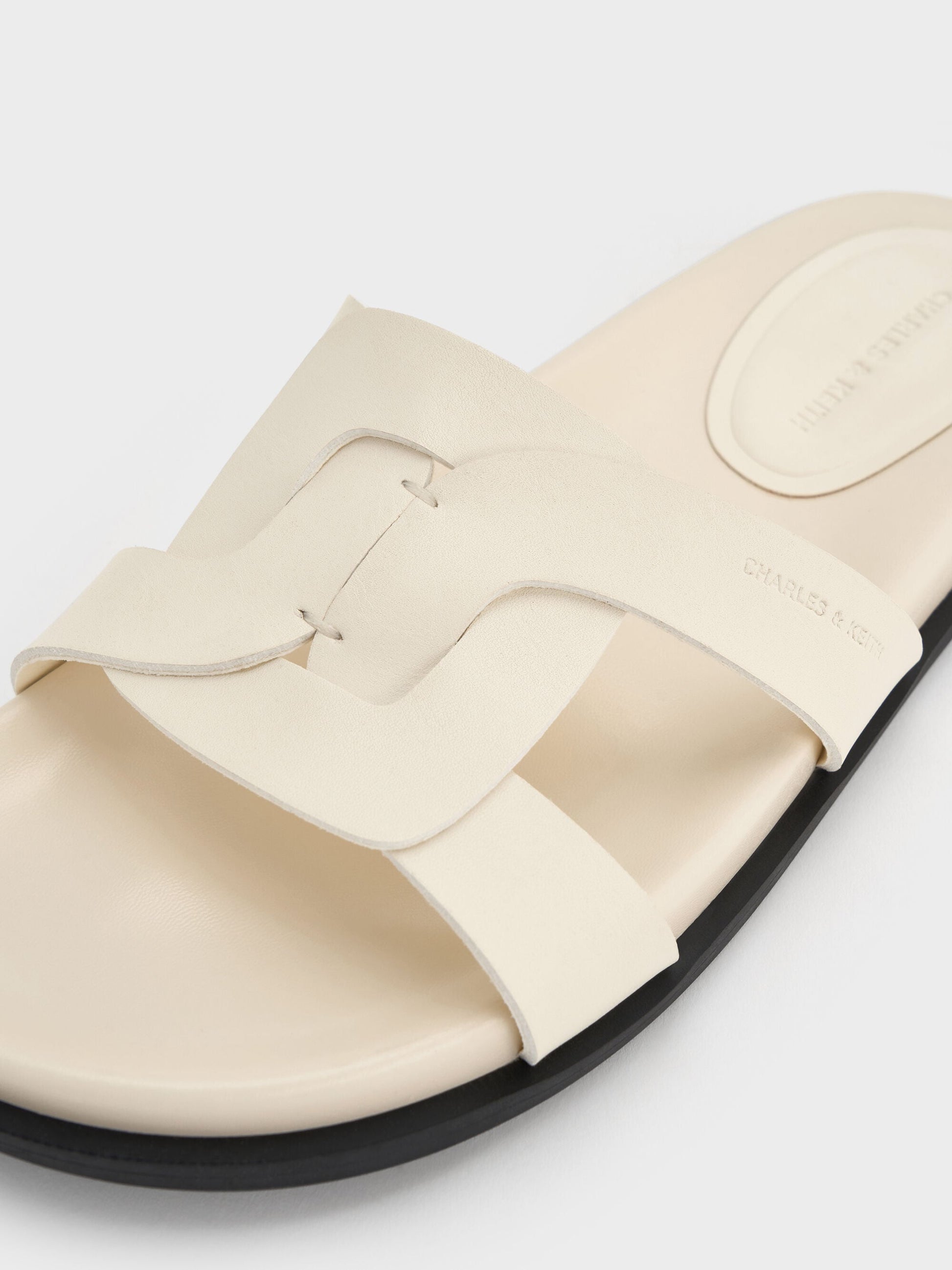 Fannie Interwoven Slide Sandals - Cream | CHARLES & KEITH