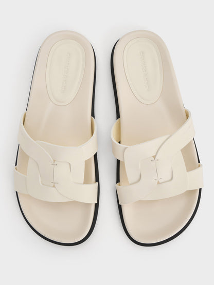 Fannie Interwoven Slide Sandals - Cream | CHARLES & KEITH